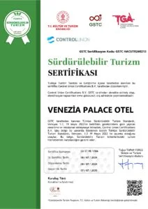 Venezia Palace Deluxe Hotel, Sürdürülebilir Turizm sertifikasını aldı