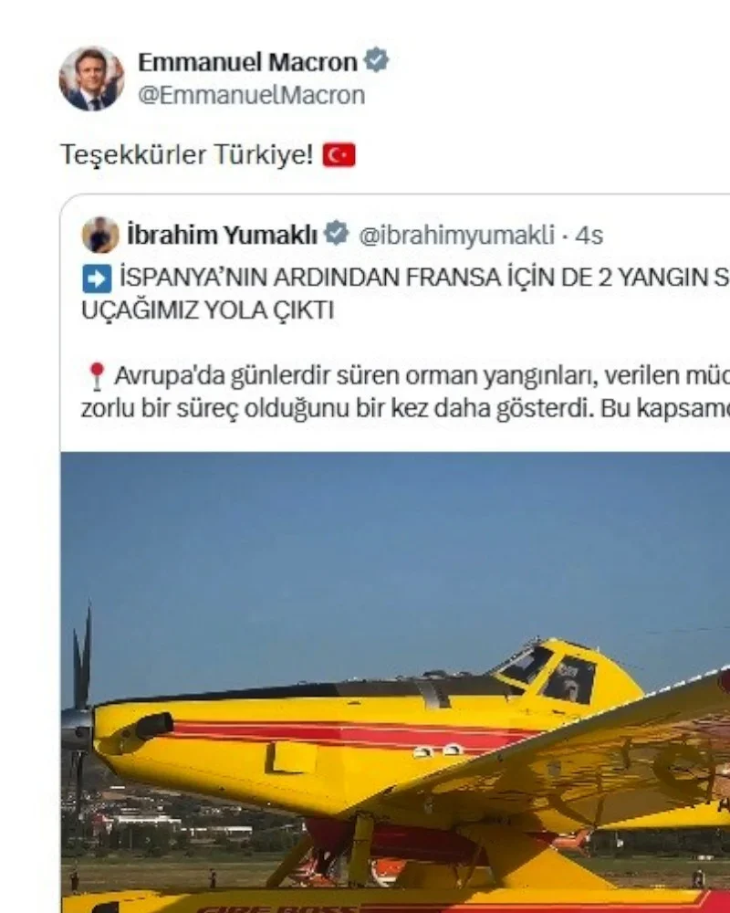 Fransa Cumhurbaşkanı Macron'dan Türkiye'ye "uçak" teşekkürü
