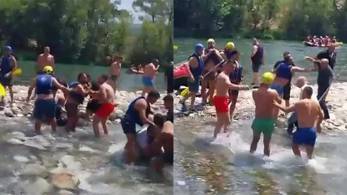 Antalya'da rafting kavgası: Küreklerle birbirlerine girdiler