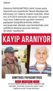 İstanbul’da kaybolan Yunan turist 8 gün sonra bulundu