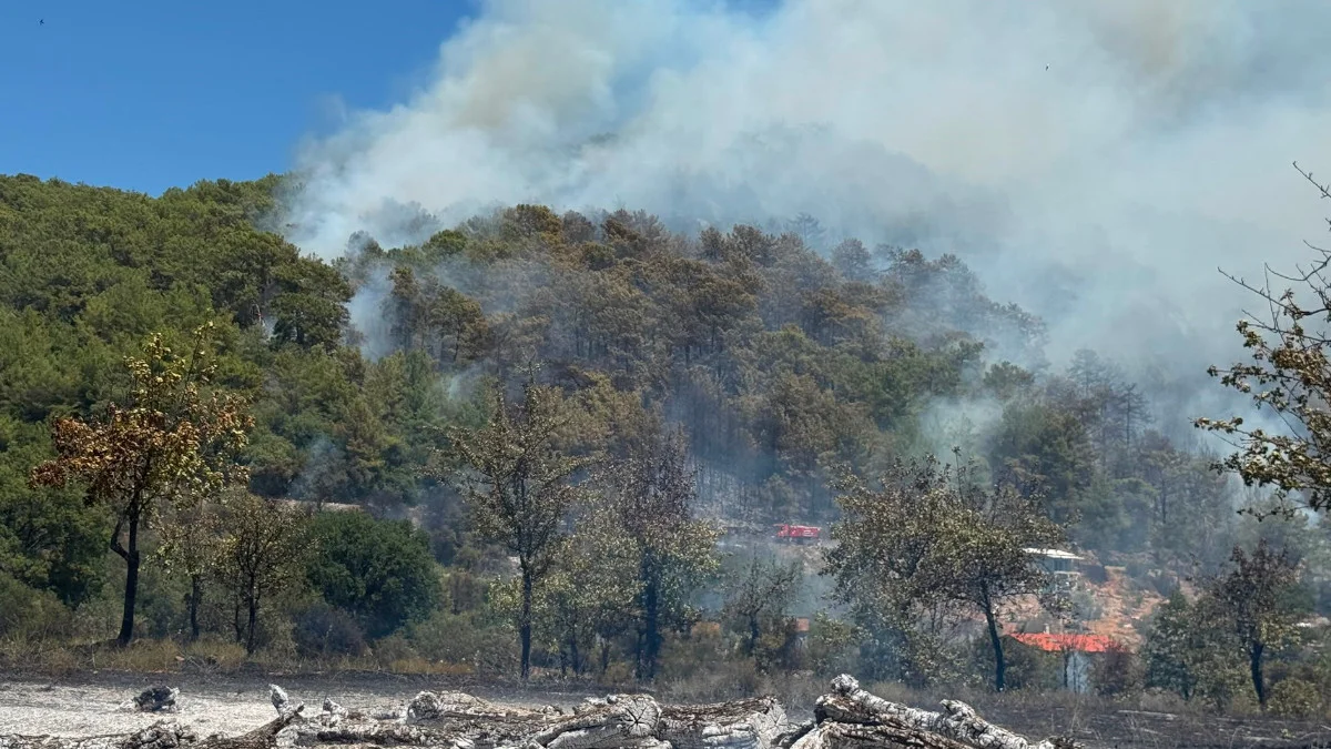 Göcek’te orman yangını : 14 helikopter 5 yangın söndürme uçağı müdahale ediyor