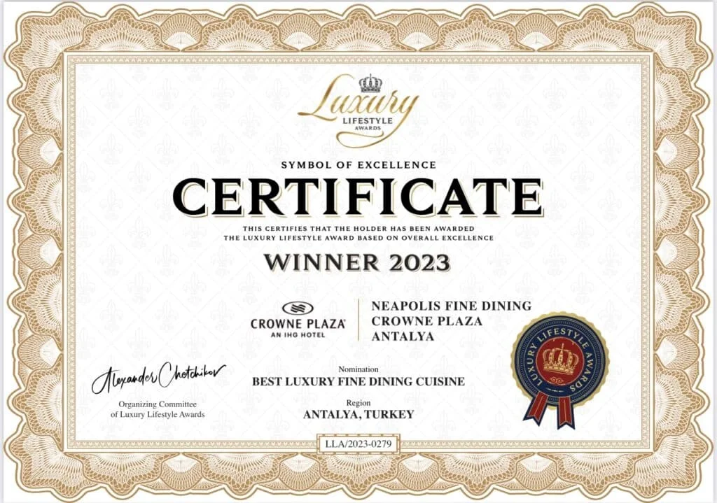 Crowne Plaza Antalya’ya, Luxury Lifestyle Ödülü