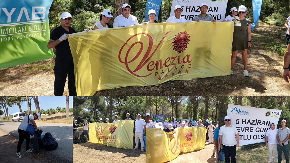 Venezia Palace Deluxe Hotel çalışanları Kumköy ormanında çevre temizliği yaptı