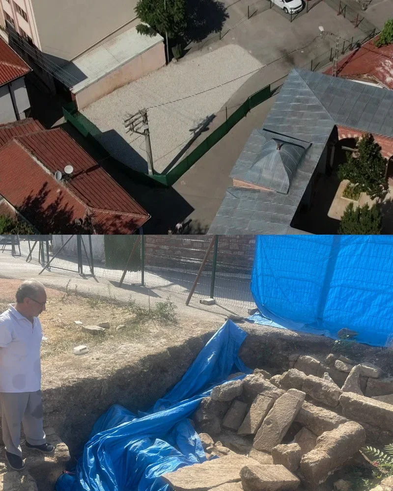 Tarihi mezarın üzeri çakıl taşlarıyla kapatılıp otopark görünümü verildi