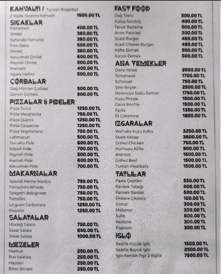 Uludağ’daki yemek fiyatları dudak uçuklattı