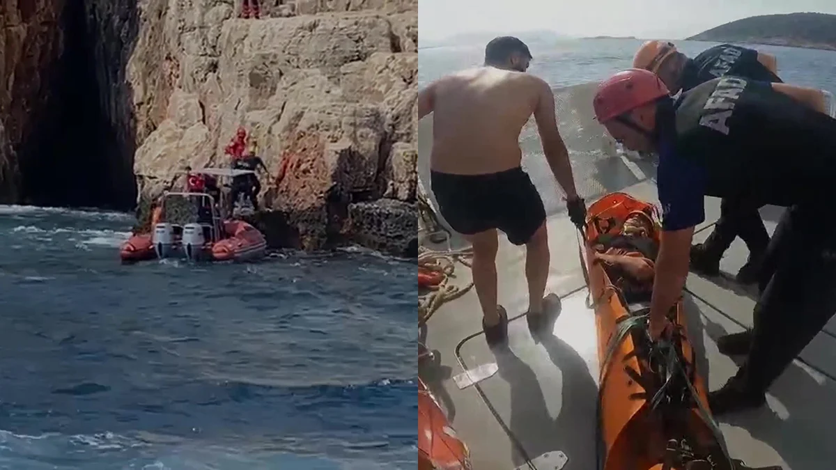 Antalya’da kayalıklardan düşen 2 turist kurtarıldı