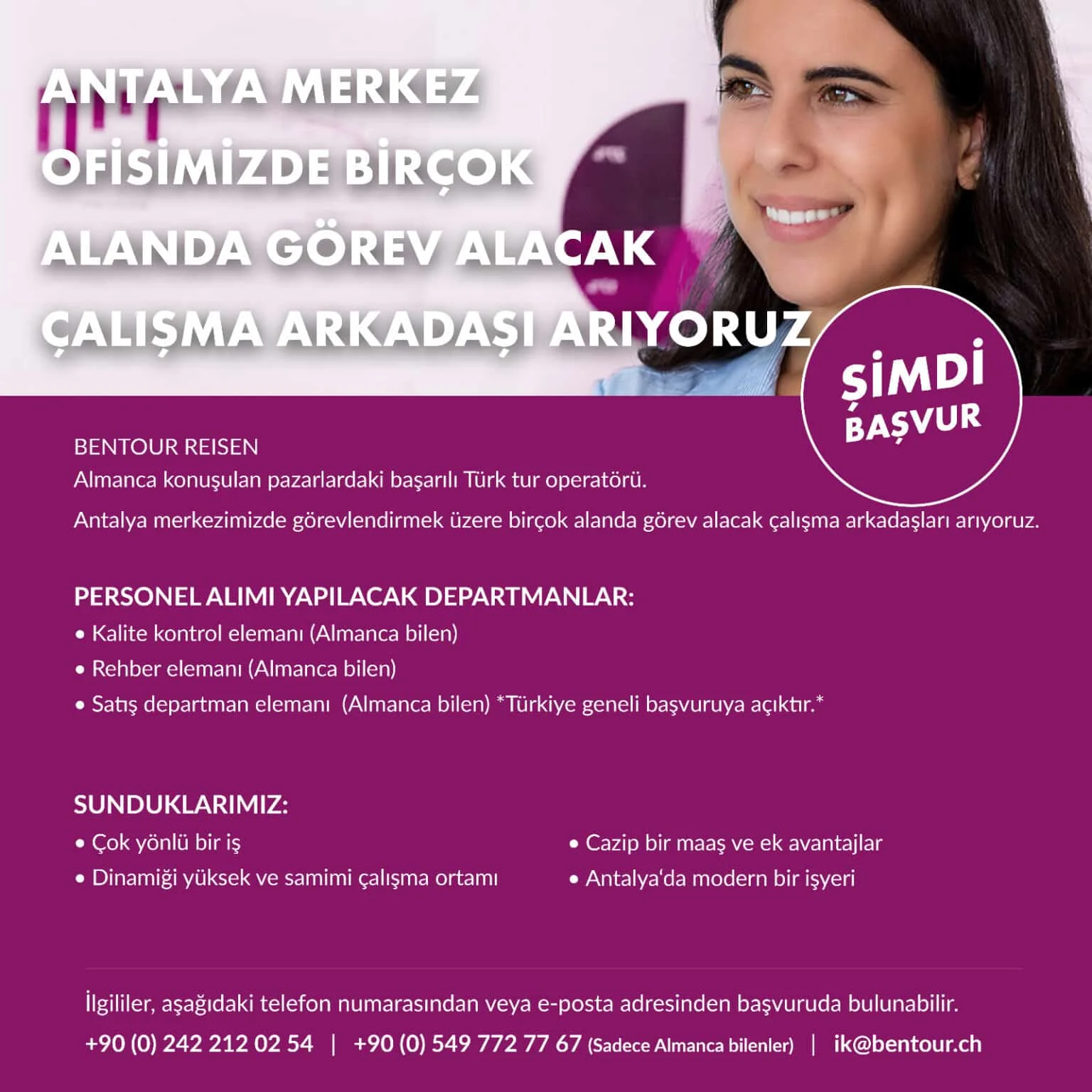 Bentour cazip maaşla Antalya’daki merkezine personel alıyor