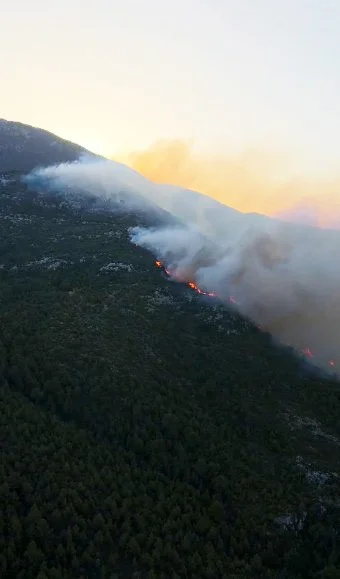 Antalya Kaş’ta orman yangını, müdahale sürüyor