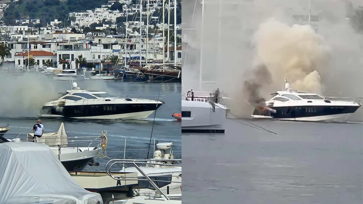 Bodrum’da marinaya bağlı lüks yat alev alev yandı