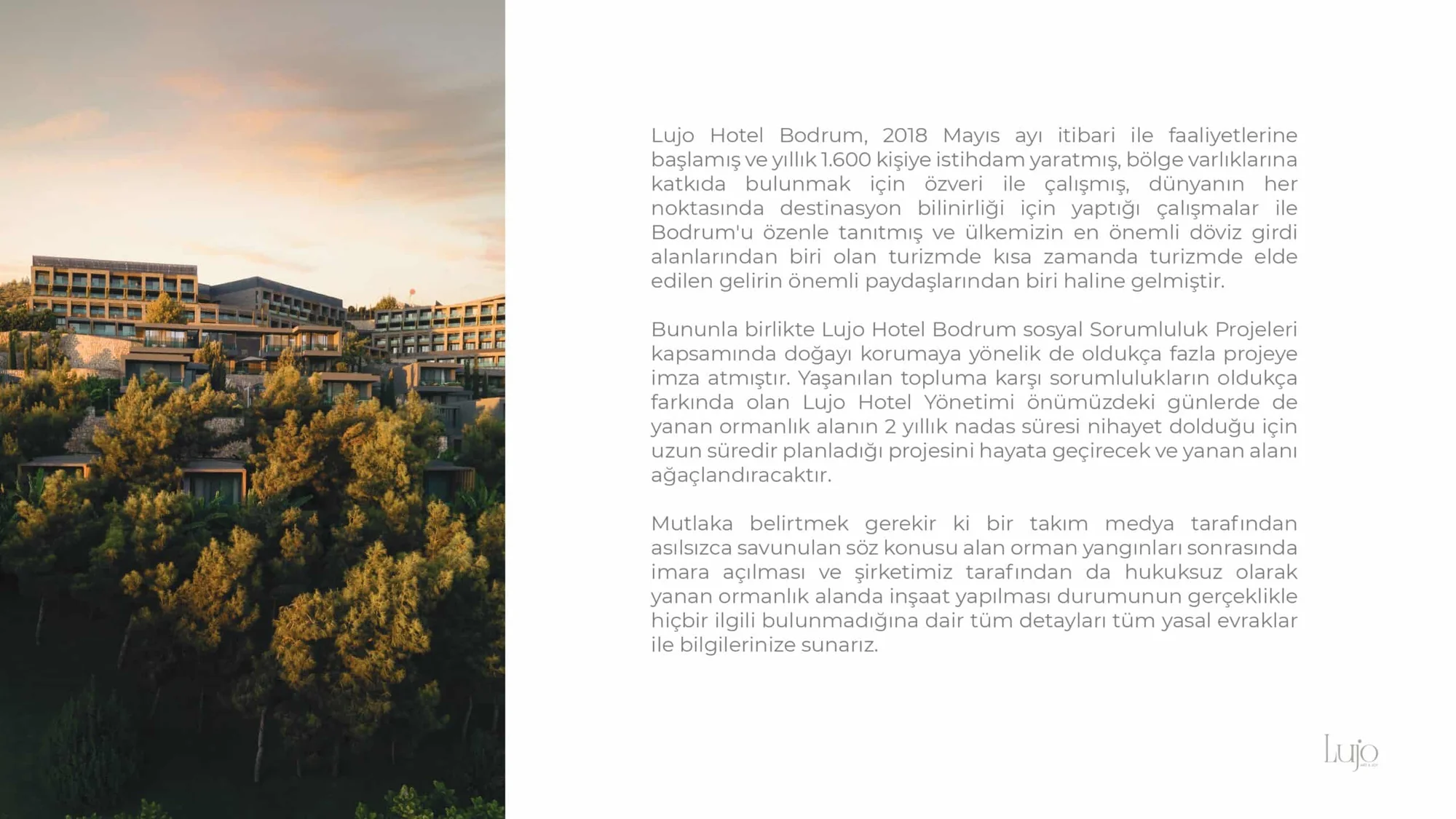Lujo Hotel Bodrum’dan inşaat iddialarına yanıt