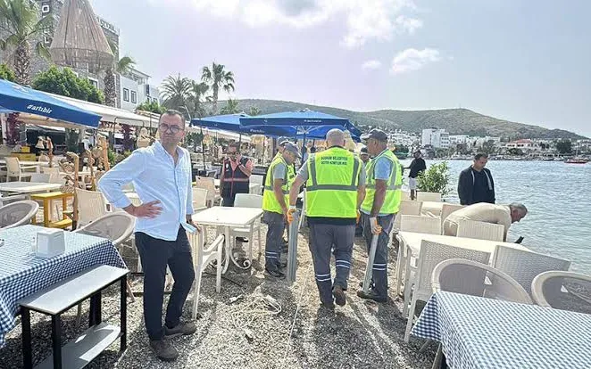 Bodrum sahillerdeki işletmelere kıyı işgali için şeritli önlem