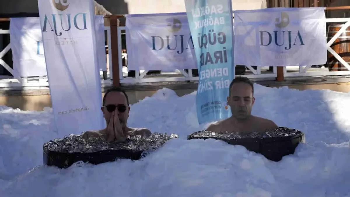 Duja Chalet Sarıkamış’ta sıradışı açılış: Kristal karda buz banyosu