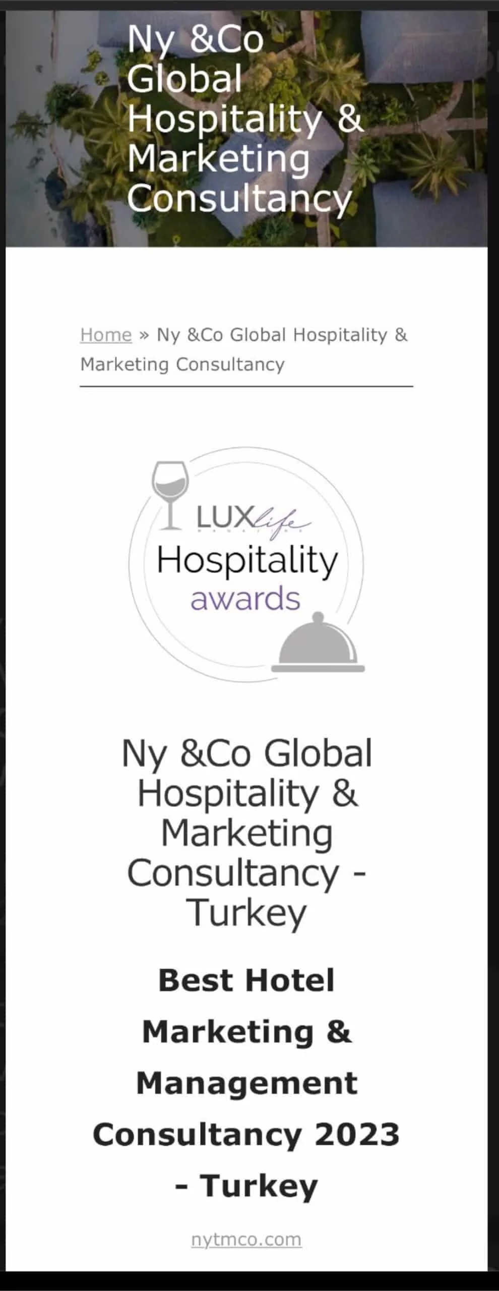 NY&Co’ya Dünyanın En İyi Otel Danışmanlığı ödülü!