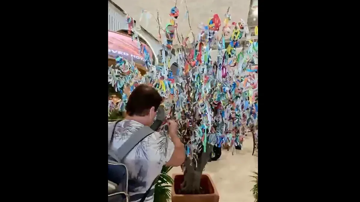 Antalya Havalimanı'ndaki Dilek Ağacı'na turistlerden büyük ilgi